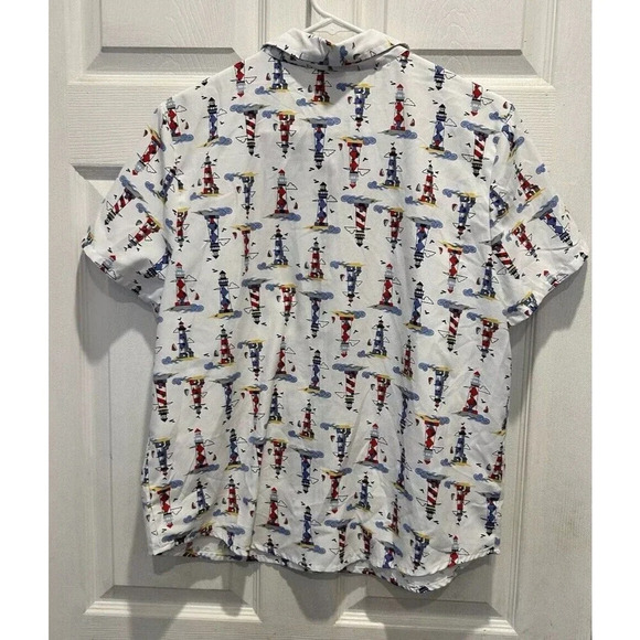 Vintage Blair Lighthouse Button Down Women’s Size Medium Short Sleeve Nautical - Picture 4 of 8
